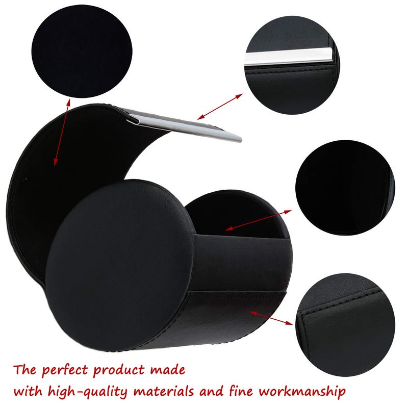 Iristide Neck Tie Box Formal Cylinder Men's Classy Necktie Travel Storage Case (Black) - Image 2